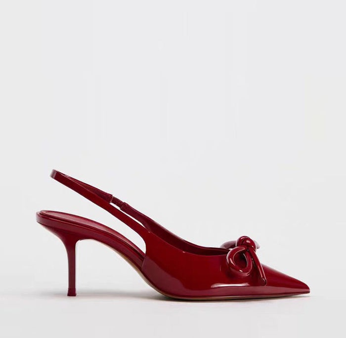 Patent Leather Bow Slingback Kitten Heel - Image 2